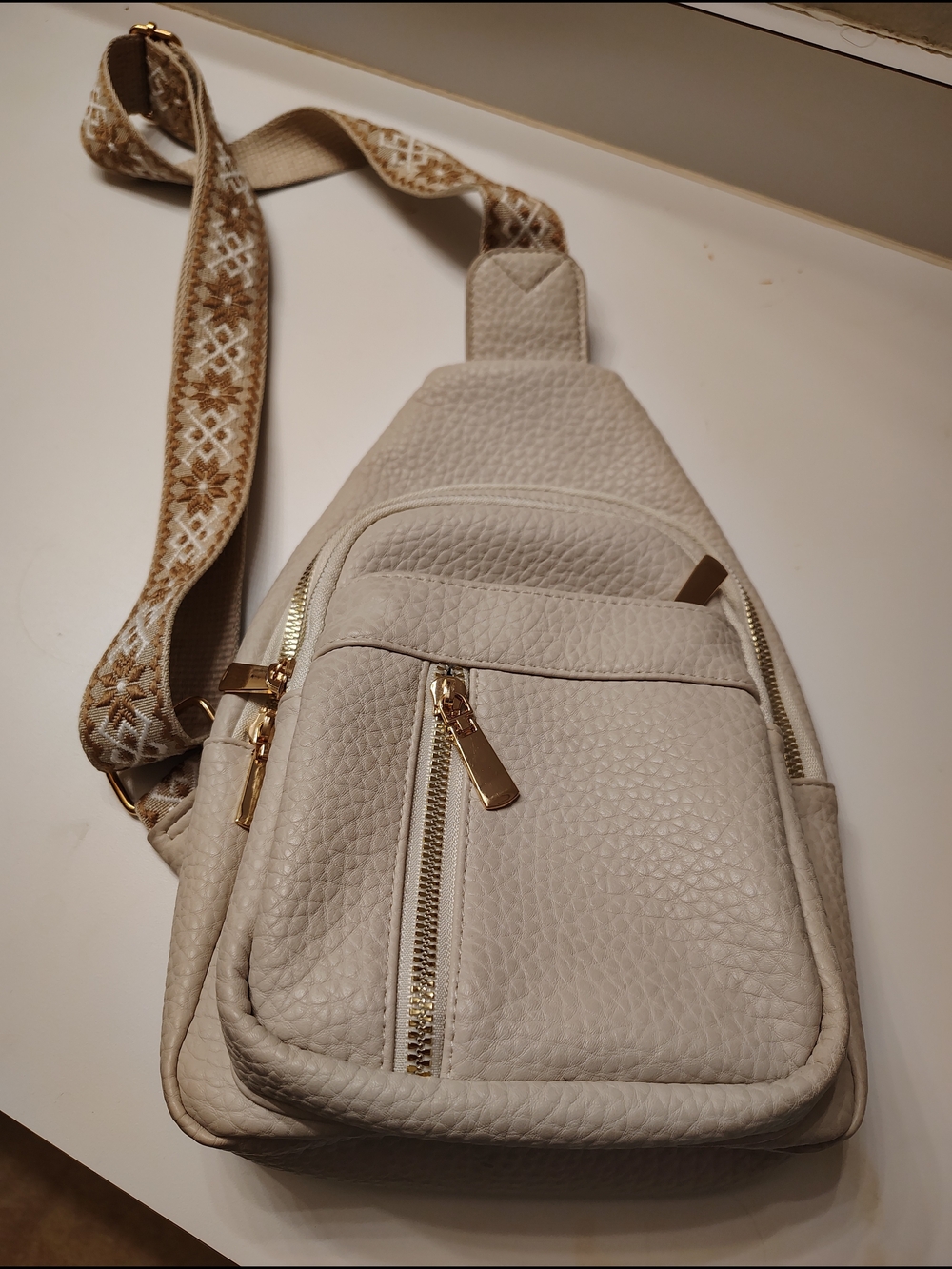 Cream Bag Gold Accents